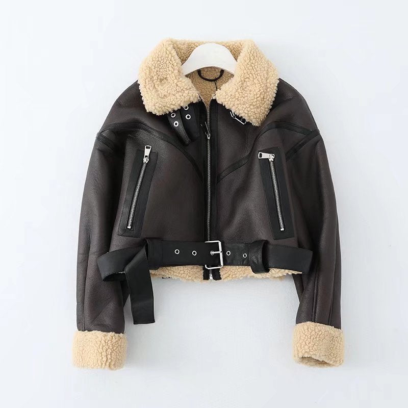 Streetwear Leather Fur Short Jacket (AGGRESSIVE)