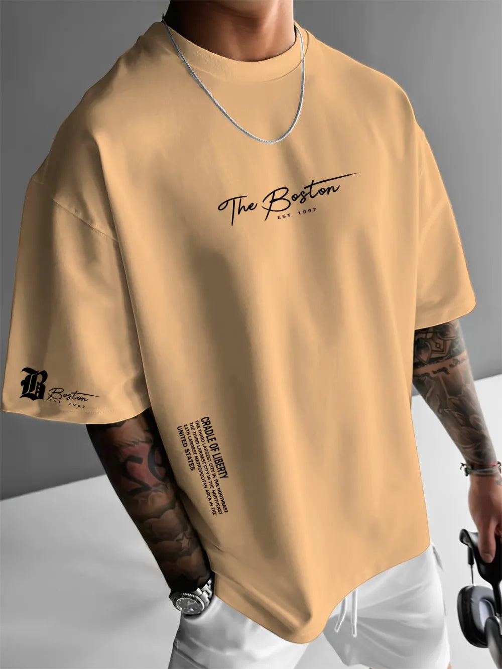 T-shirt with 3D Letter Street Casual Fashion (SIMPLE)