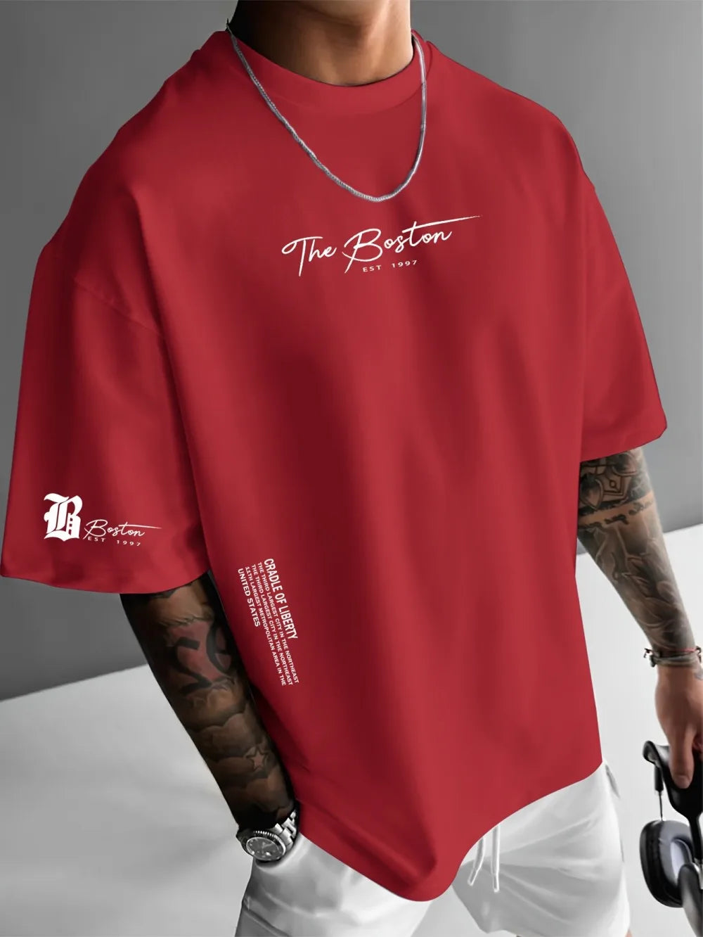 T-shirt with 3D Letter Street Casual Fashion (SIMPLE)