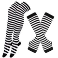 One Set Stripe Printed Thigh High Cotton Socks (GOTHIC)