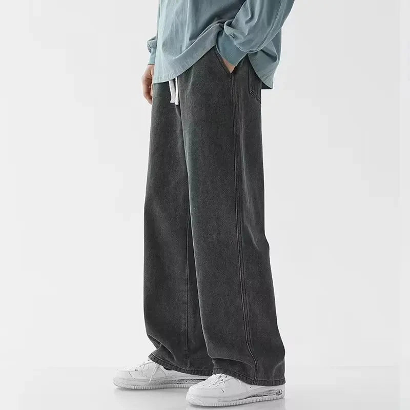 Solid Color Drawstring Pocket Jeans (SIMPLE)
