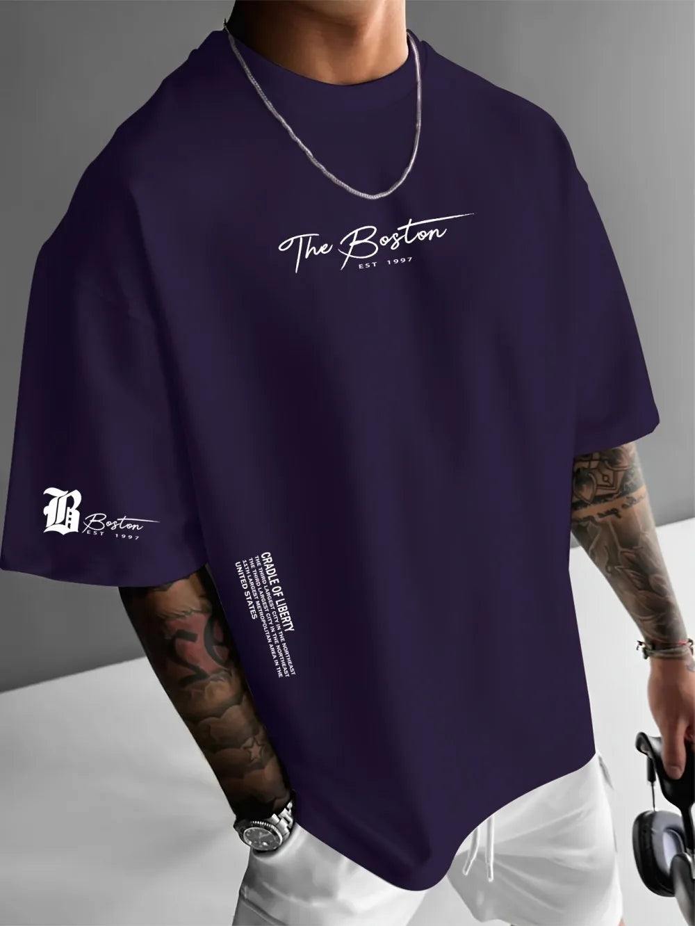 T-shirt with 3D Letter Street Casual Fashion (SIMPLE)