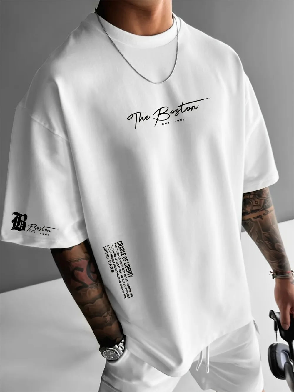 T-shirt with 3D Letter Street Casual Fashion (SIMPLE)