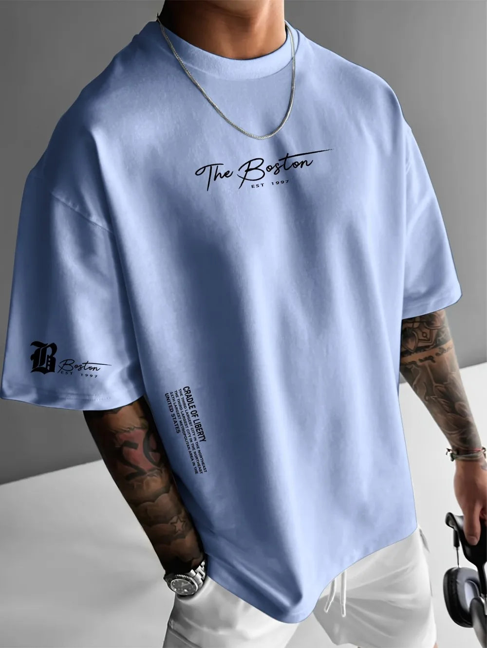 T-shirt with 3D Letter Street Casual Fashion (SIMPLE)