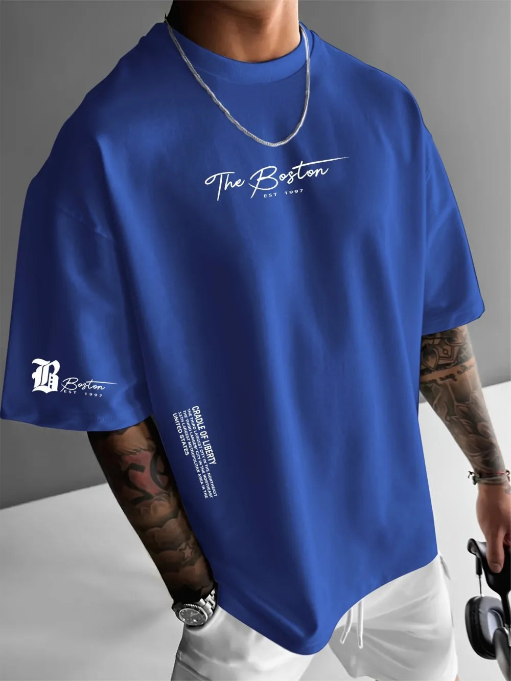 T-shirt with 3D Letter Street Casual Fashion (SIMPLE)