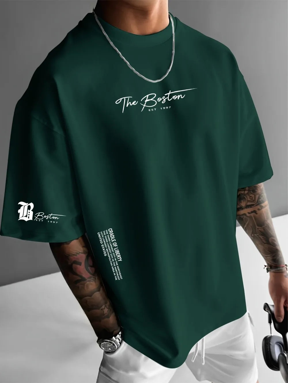 T-shirt with 3D Letter Street Casual Fashion (SIMPLE)