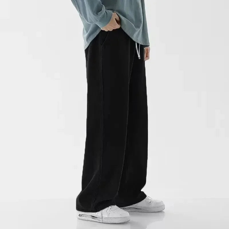Solid Color Drawstring Pocket Jeans (SIMPLE)
