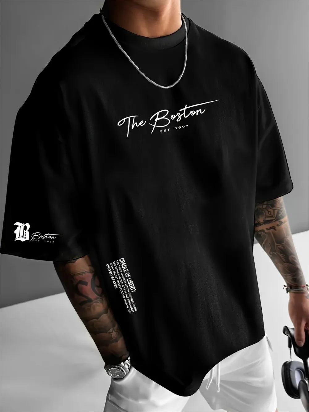 T-shirt with 3D Letter Street Casual Fashion (SIMPLE)